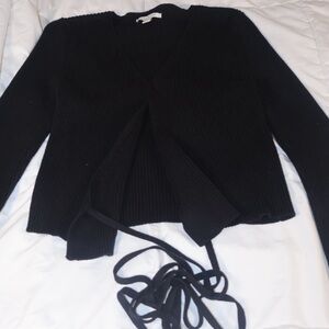 American Eagle Outfitters Black Cardigan Tie Sweater
